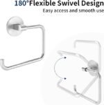 Brushed Nickel Adhesive Hand Towel Holder, 180° Swivel Aluminum Towel Ring - Image 5