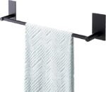 16-Inch Black Adhesive Towel Bar, Stainless Steel No-Drill Wall-Mounted Towel Rack - Image 6
