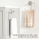 Brushed Nickel Adhesive Hand Towel Holder, 180° Swivel Aluminum Towel Ring - Image 3