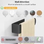2-Pack Black Adhesive Towel Holders, 8-Inch Self-Adhesive Bathroom Towel Bars - Image 6