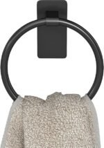 Black Adhesive Towel Ring for Bathroom, Stainless Steel No-Drill Hand Towel Holder