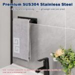 Matte Black Stainless Steel Hand Towel Holder, 9-Inch Adhesive Wall-Mounted Towel Rack - Image 5