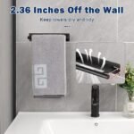 Matte Black Stainless Steel Hand Towel Holder, 9-Inch Adhesive Wall-Mounted Towel Rack - Image 3